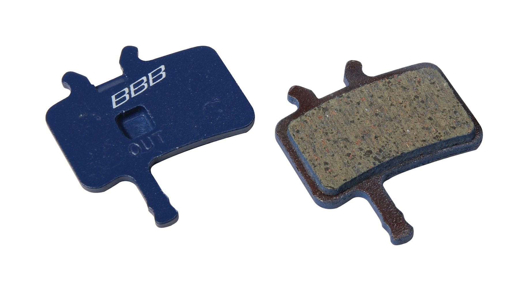 BBB BBS-42 DiscStop organic brake pads for Avid Juicy 7/5/3 and DSK-950 mountain bike disc brakes, shown in the image.