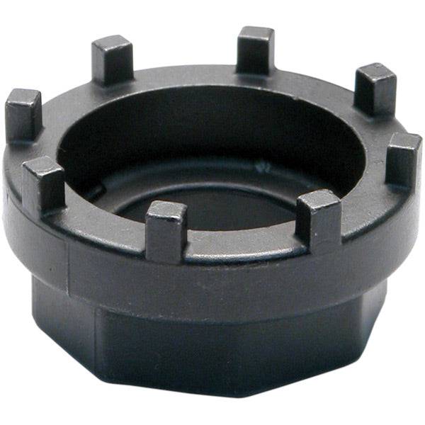 Park Tool BBT-18 bottom bracket tool with 8-tooth splines for Shimano and ISIS drive, shown with handle and spline details.