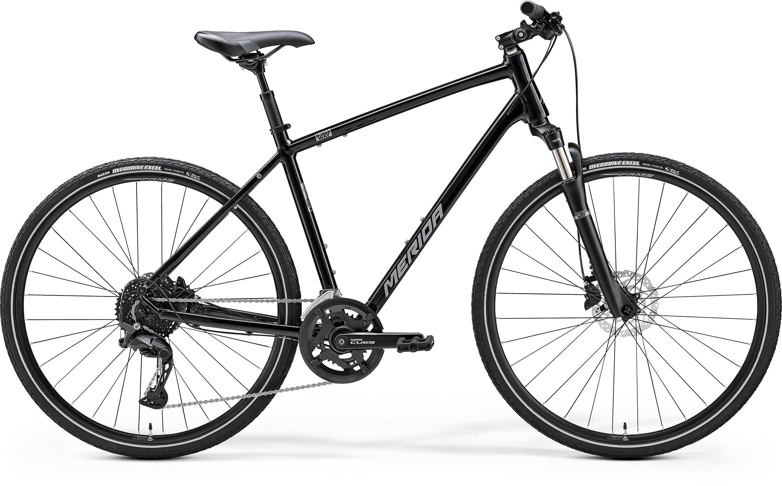 Merida Crossway 300 - Black - MY24 Hybrid Bike | Swinnerton Cycles