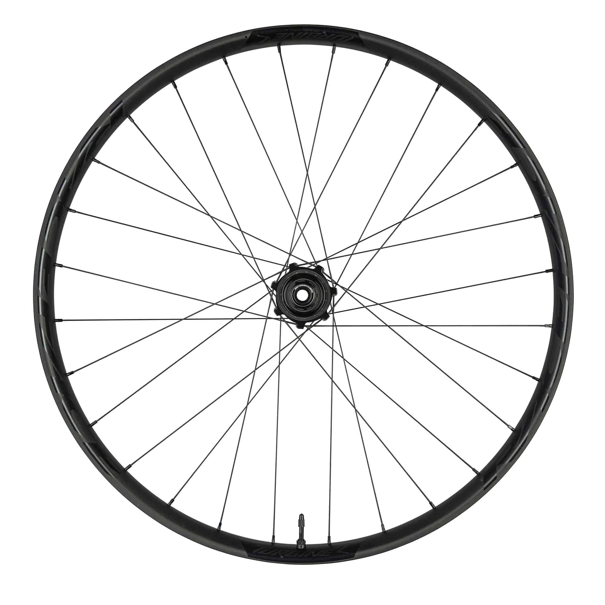 Race Face Turbine 30mm mountain bike wheels with Anvil Edge technology, showcasing sleek black rims and disc brake compatibility.