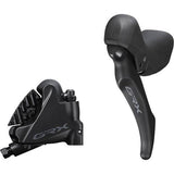 Shimano GRX BL-RX600 hydraulic disc brake lever with BR-RX400 rear caliper for gravel bike, showing the black brake lever and caliper assembly.