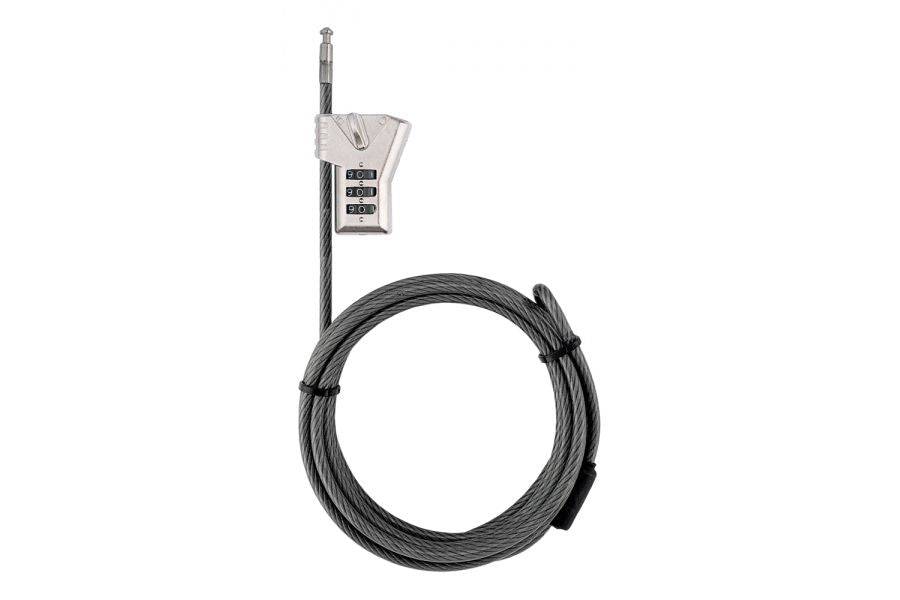System EX black noose lock with 3-digit combination cable, 2m length, bike lock accessory showing a secure locking mechanism.