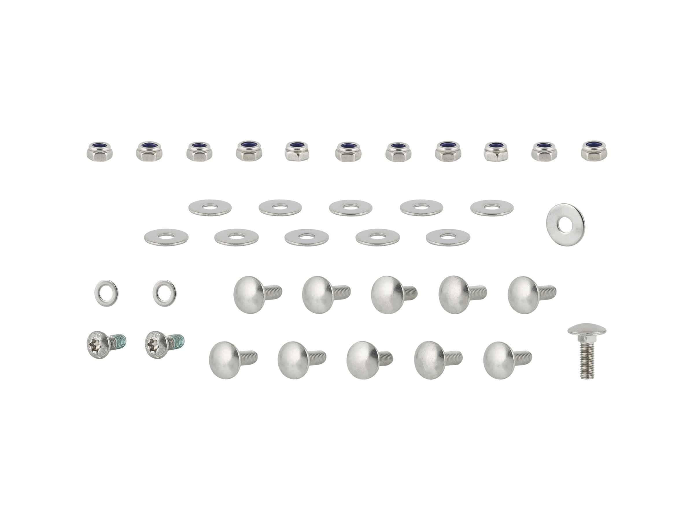 Trek Fetch+ 4 floorplate assembly hardware kit with M5 x 16mm black and chrome components for e-bike repair.
