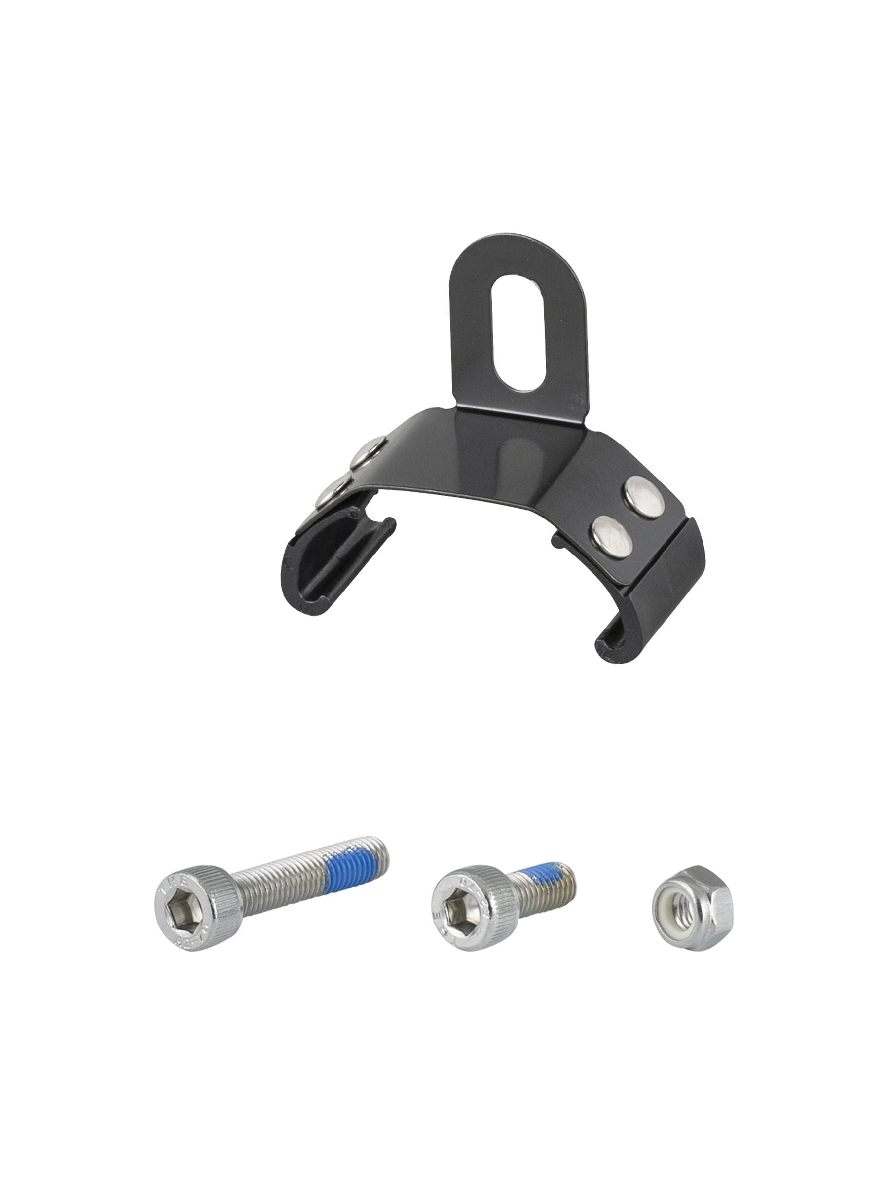 Bontrager NCS 45mm alloy rear fender hanger in grey, bike mudguard support, for rear wheel mounting, lightweight alloy construction.