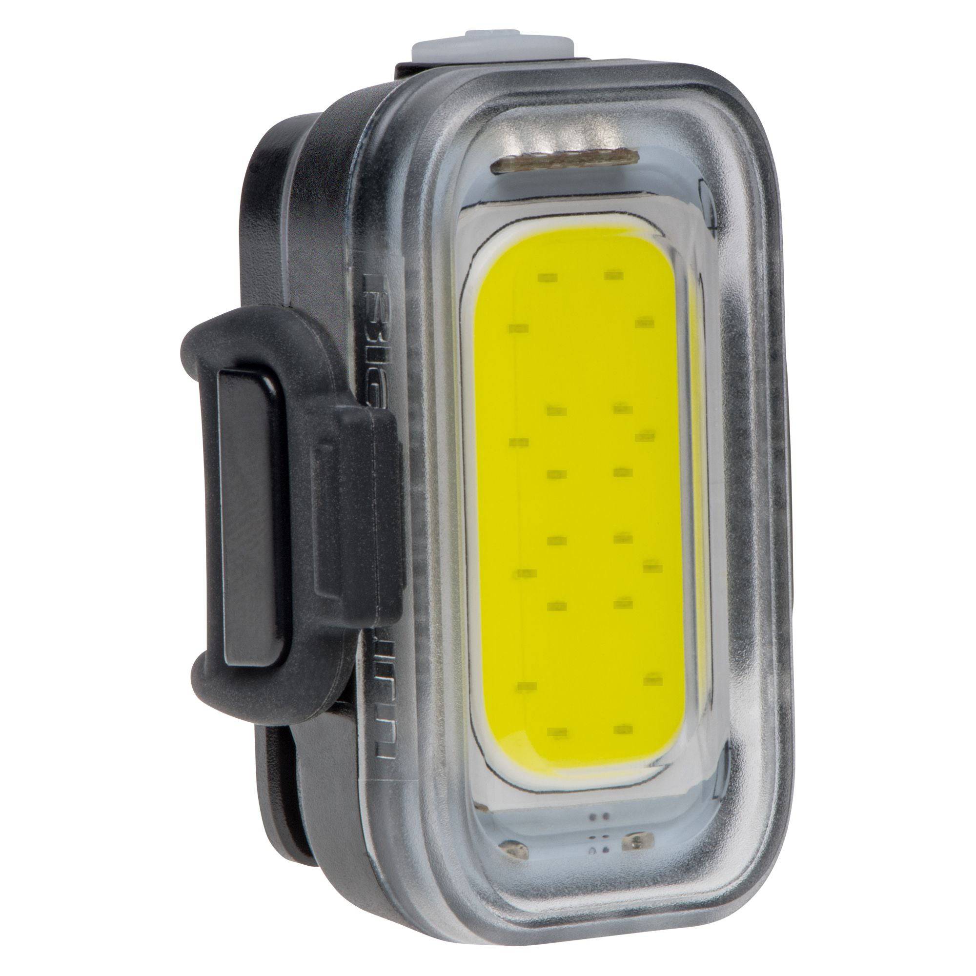 Blackburn Grid front bike light with rechargeable COB LED, multiple lighting modes, mounted on a bike handlebar.