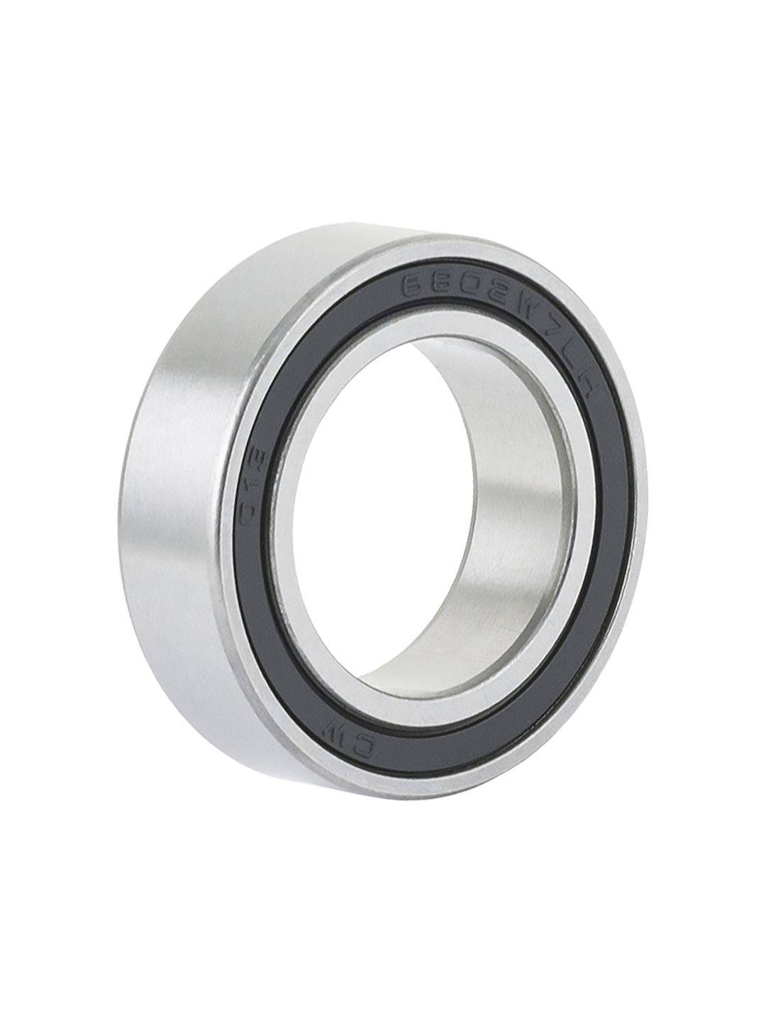 Silver Bontrager 3802 LLH replacement bike hub bearing, durable component for bicycle hubs, shown in close-up.
