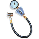 Motion Pro nitrogen shock gauge and filler kit with hose, valve, and carry box for motorcycle suspension maintenance.