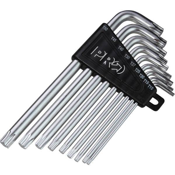 PRO Workshop Torx Key Set T10-T50 with storage holder, heat treated and chrome plated tools for precise screw driving.