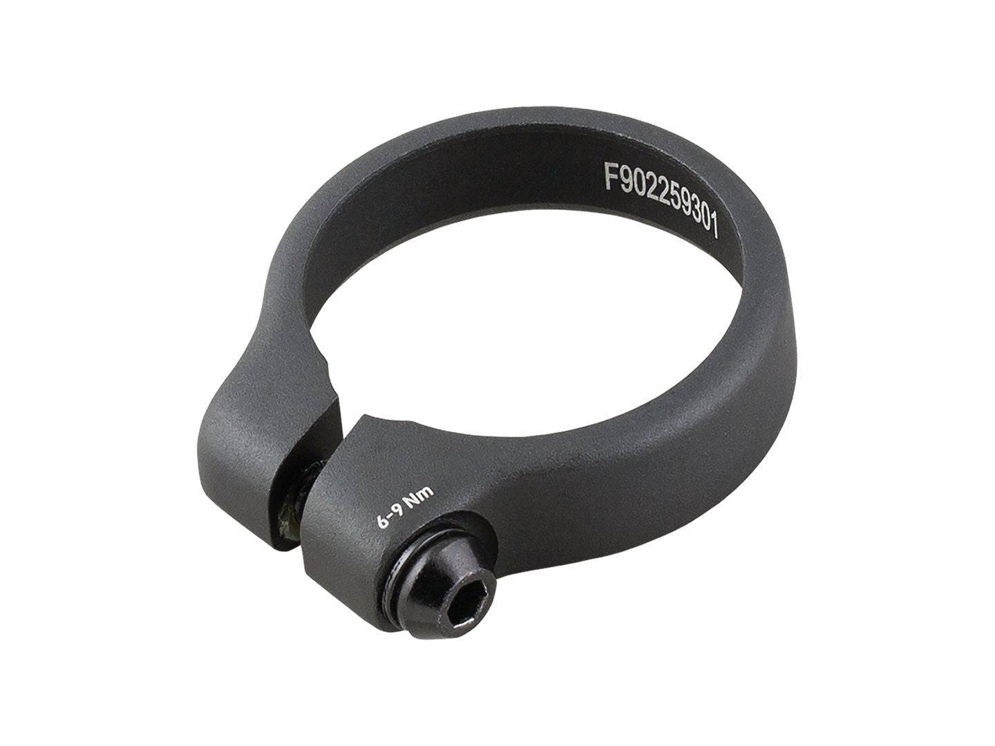 Bontrager Trek 2021 Slash 29 seatpost collar in black with 39.7mm clamp and bolt, shown on a bike component.