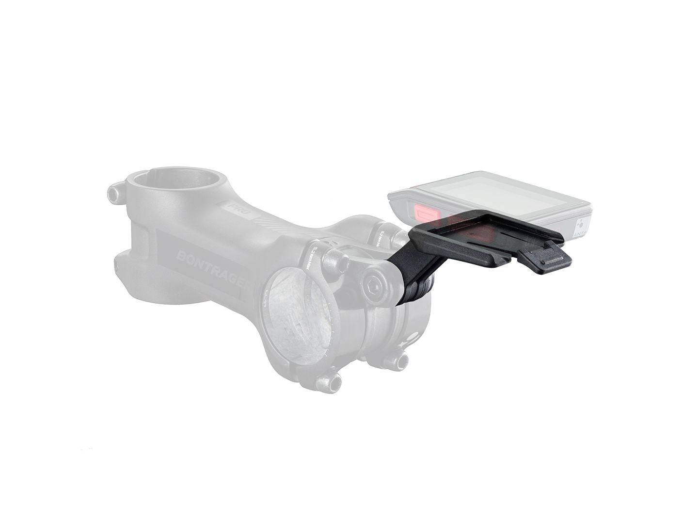 Bontrager Blendr RIDEtime Trip Mount for Blendr-compatible stems in black, shown attached to bike components.