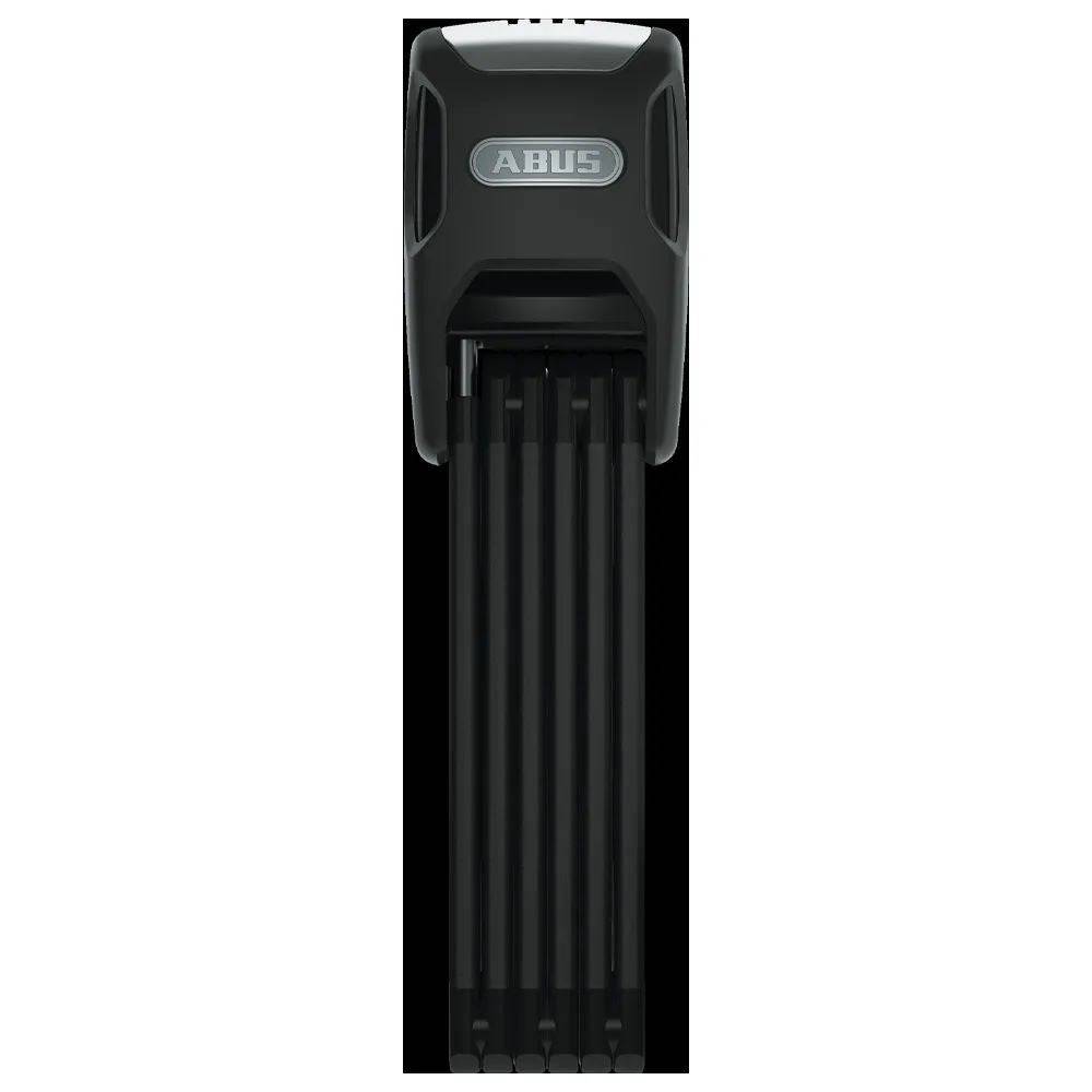ABUS Foldable Bordo 6000KA/120 BK SH bike lock with 100dB alarm and motion sensor, showing the foldable lock in black