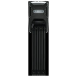 ABUS Foldable Bordo 6000KA/120 BK SH bike lock with 100dB alarm and motion sensor, showing the foldable lock in black