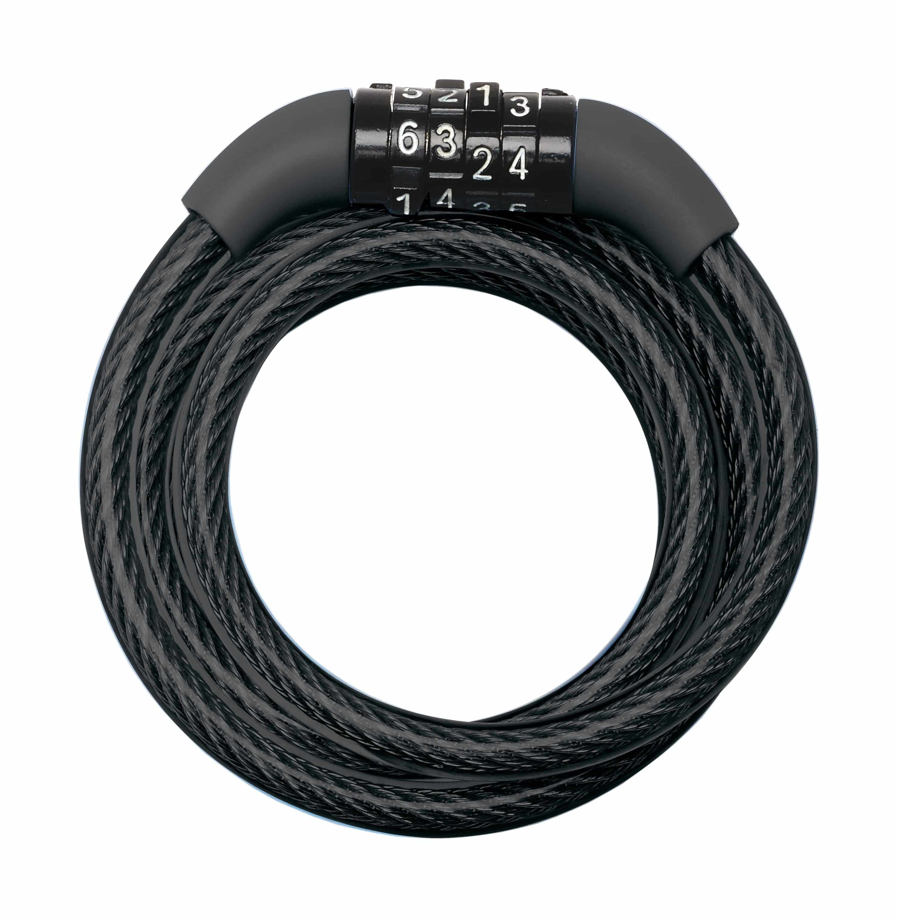 Master Lock 8mm x 1.2m cable combination lock with four dials, self-coiling security lock, used for securing bikes or lockers
