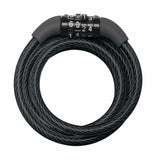 Master Lock 8mm x 1.2m cable combination lock with four dials, self-coiling security lock, used for securing bikes or lockers