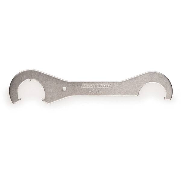 Park Tool HCW-5 double-sided bottom bracket lockring hook spanner tool for bike workshop maintenance, with ergonomic handle and precision design.