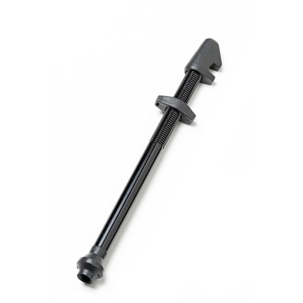 Black DT Swiss lightweight aluminum tubeless valve for 66-80mm deep rims, designed for bicycle wheel tubeless setups.