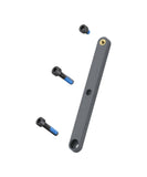 Trek Checkpoint third bottle cage adapter with bolts in black, designed for bike components, on a white background.