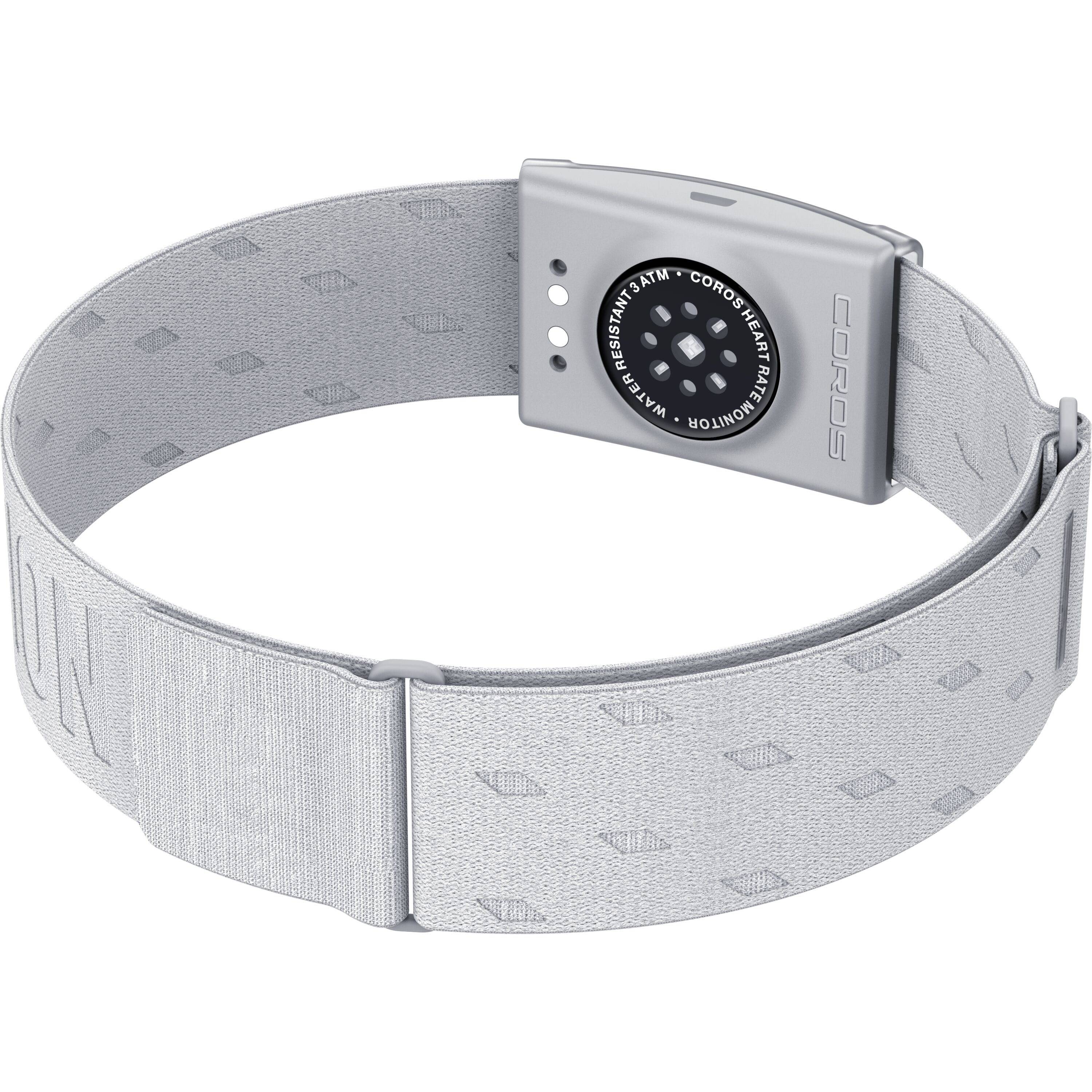 Coros Heart Rate Monitor arm band in gray, Bluetooth-enabled fitness accessory with 38-hour battery life for accurate heart rate tracking.