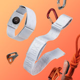 Gray Coros Heart Rate Monitor arm band with Bluetooth for outdoor climbing, featuring 38-hour battery life and adjustable fit.