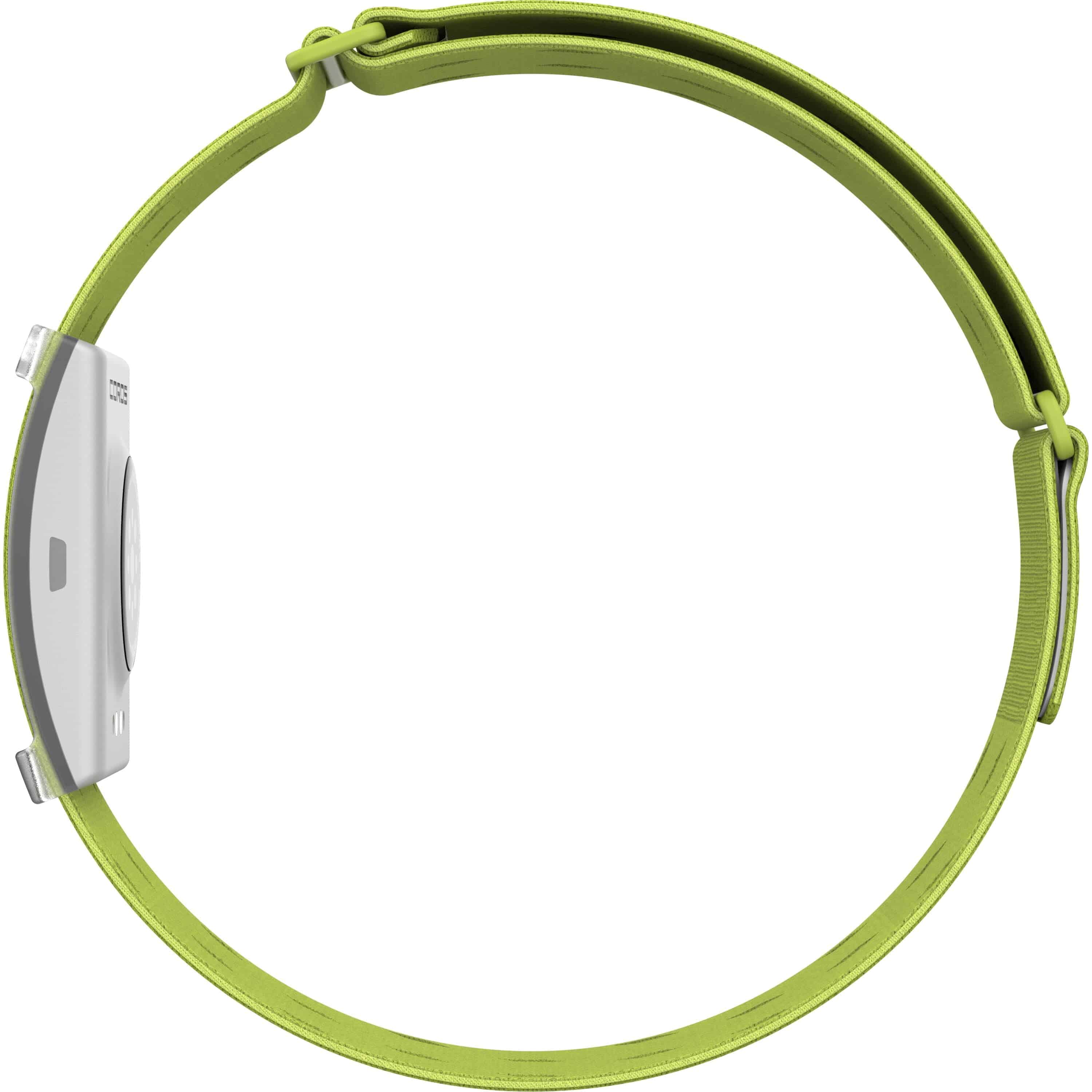 Green Coros Heart Rate Monitor arm band with Bluetooth and 38-hour battery life, designed for fitness tracking accessories.