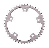 BBB BCR-12S RoadGear 44T chainring for Shimano 10-speed crankset, 130 BCD, silver, with teeth detail
