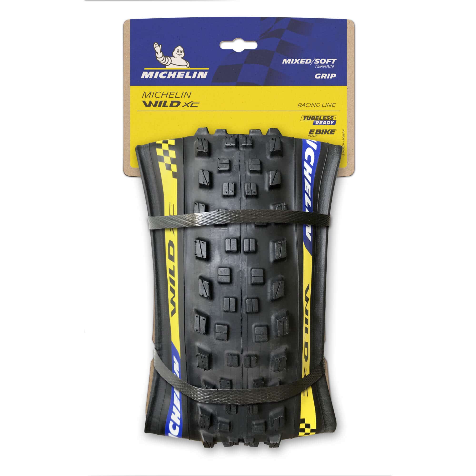 Michelin Wild XC Racing Line 29-inch tubeless ready cross-country mountain bike tyre with knobby tread for off-road riding.