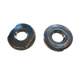 Dia-Compe track hub locknuts, M9 front and M10 rear spares, for track bicycle hubs, shown in the image.