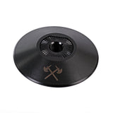 Demolition BMX front hub guard for BMX bikes, durable metal protection component with black finish and mounting hardware.