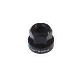 Pair of Halo CNC machined alloy axle nuts in M9 and M10 sizes with colorful anodized finishes, designed for hub spares.