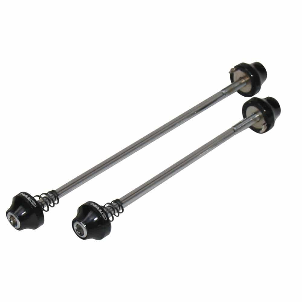 Halo Hex Key Skewers bike components with no-turn tab and serrated grip for secure, easy wheel mounting and removal.