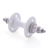 Halo TK Track Hub with flip/flop fixed and freewheel, sealed bearings, shown with polished metal finish and mounting flanges.