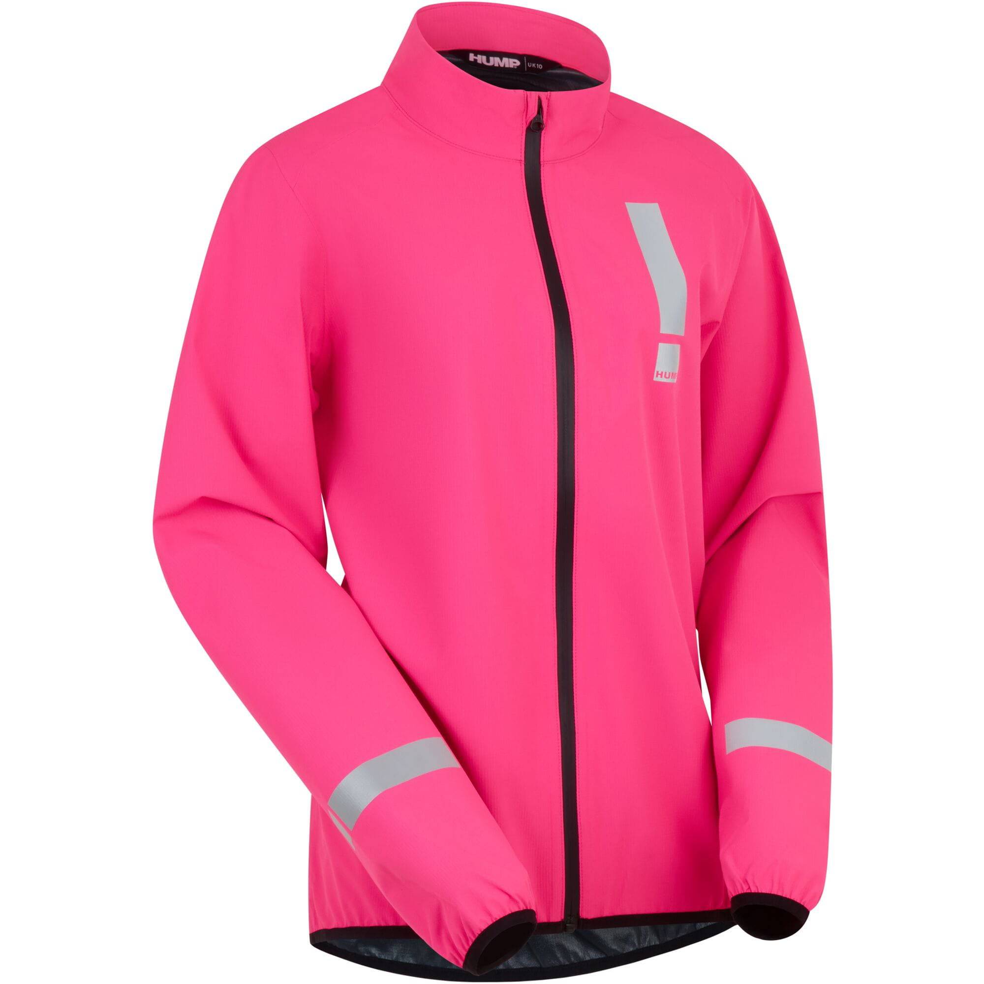 Hump Women's Reflect Waterproof Cycling Jacket with reflective inserts, shown in black with reflective details for visibility.