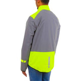 Back view of HUMP Men's Ultra Reflect Waterproof Cycling Jacket, windproof and packable, designed for cycling in wet weather.