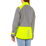 HUMP Women's Ultra Reflect waterproof cycling jacket shown from the back, lightweight, packable, breathable outdoor clothing.