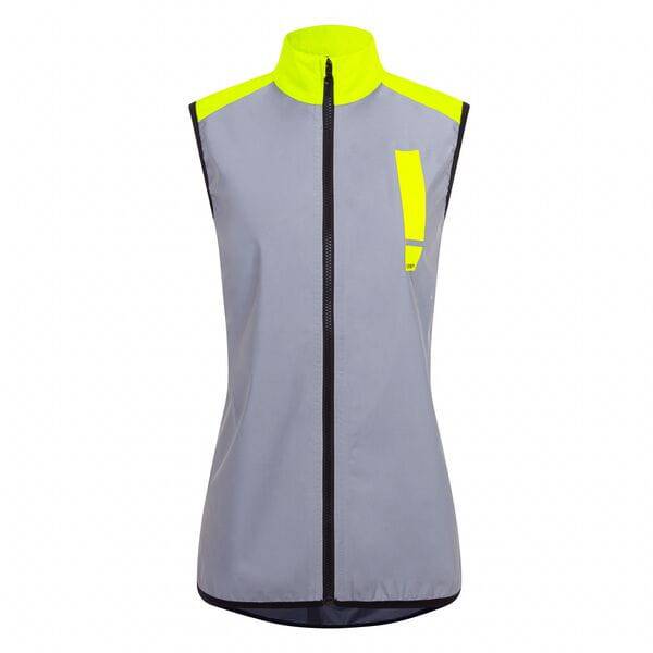 HUMP Women's ultra reflective waterproof and wind-resistant cycling gilet vest, featuring bright reflective strips for safety.