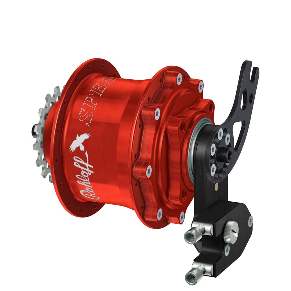 Rohloff Speedhub 500/14 internal gear hub with 14 speeds, sealed oil bath, and durable components for bicycle drivetrain.