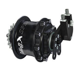 Rohloff Speedhub 500/14 internal gear hub with 14-speed sealed oil bath, showcasing the sleek black and silver component for bicycles.