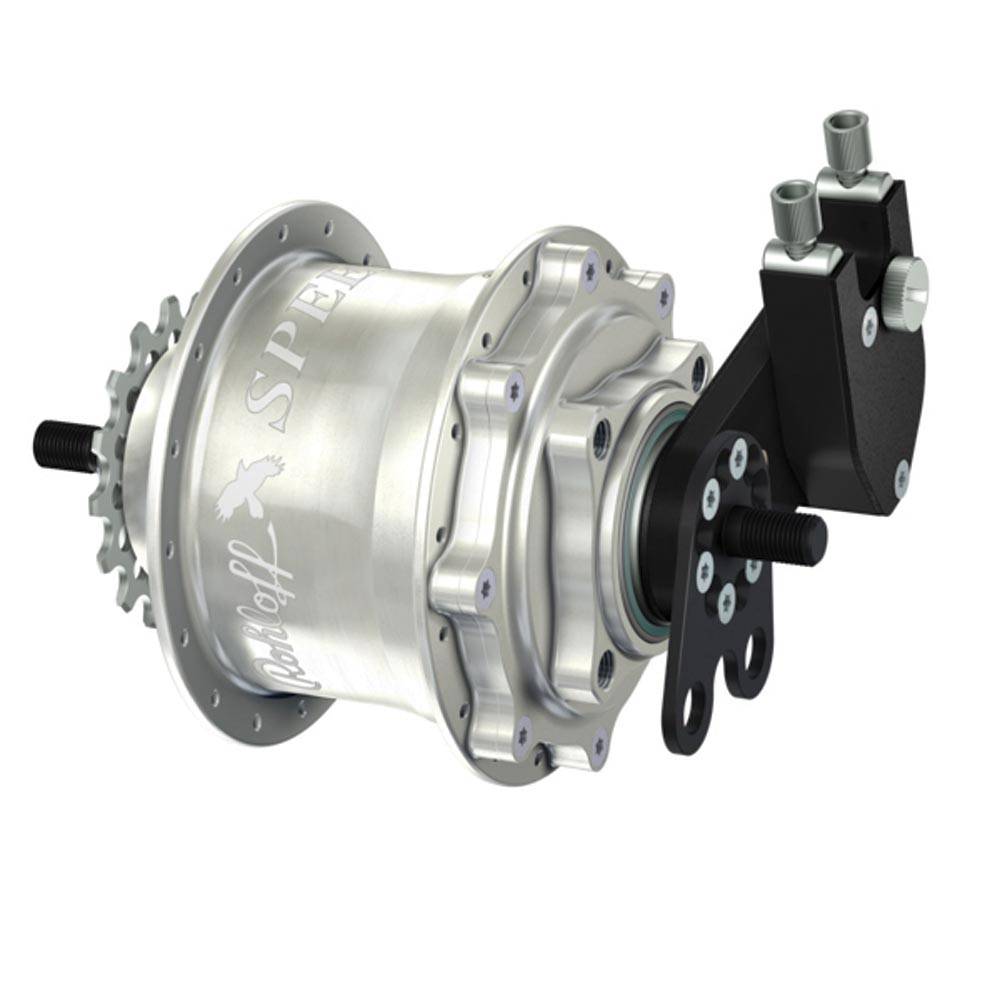 Rohloff Speedhub 500/14 14-speed internal gear hub, 135mm spacing, 32H, durable and precise bicycle component.