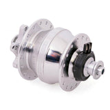 SP SD-8 small bicycle dynamo hub with disc mount, 6V 3W output, for bike lights, shown in the image.