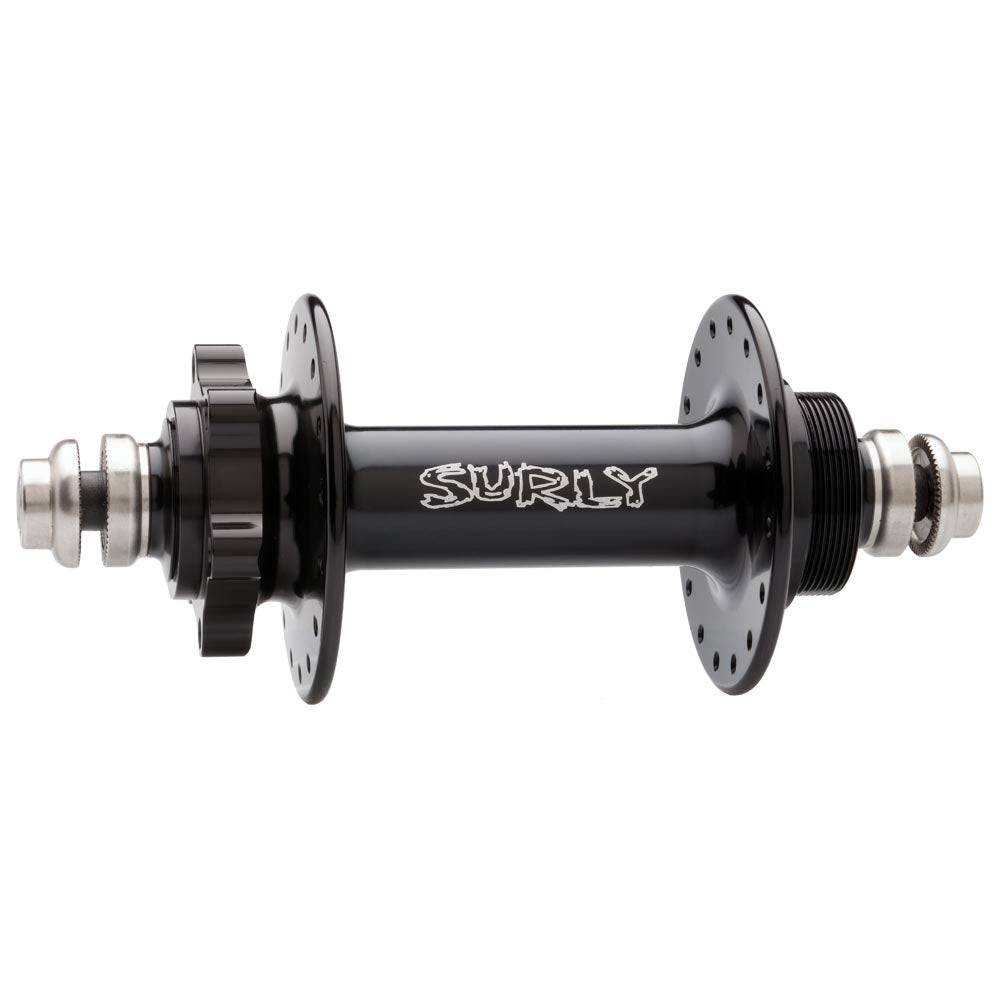 Surly Ultra New Mountain Single Speed Hub with quick release, durable components, shown in black with disc brake compatibility.