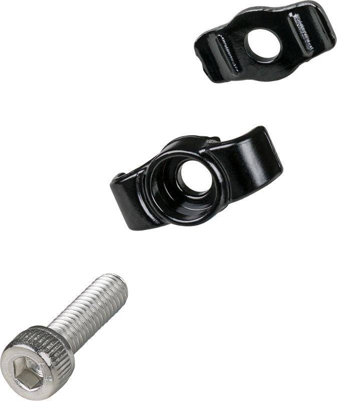Trek Bolt-on Double Cable Housing Guide in black for bike cable management, mounted on a bicycle frame.