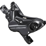 Shimano Deore BR-M6120 4-pot hydraulic brake caliper for front or rear post mount bike brake system.