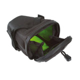 Passport Frequent Flyer Seatpack, compact cycling saddle bag with reflective details, designed for easy storage and visibility.