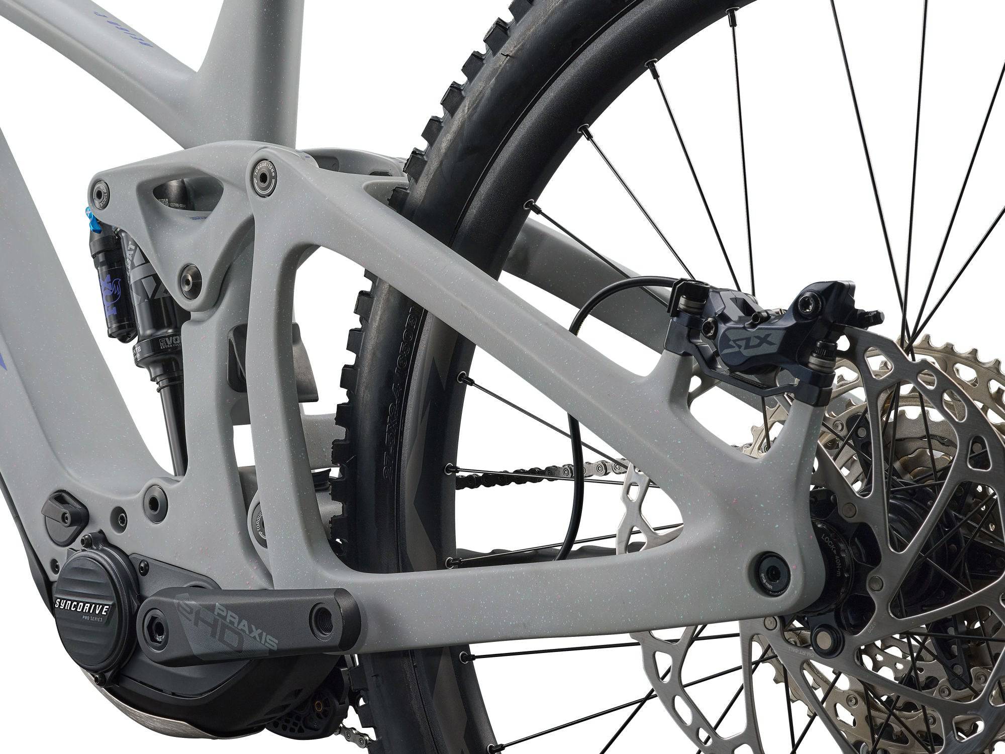 Giant Reign Advanced E+ 2 2026 e-Mountain Bike with SyncDrive Pro 3 motor, showing the bike's frame and mountain trail background