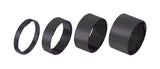 BBB BHP-36 LightSpace headset spacers set in black aluminum with 5, 10, 15, 20 mm sizes, for bike handlebar headset assembly.