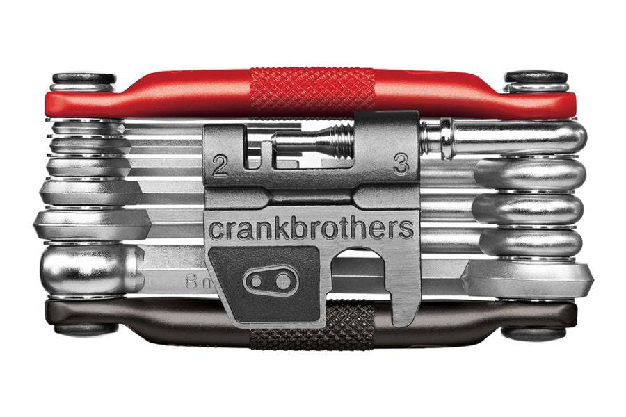 Crank Brothers Multi 17 bike repair multi-tool with chain and spoke wrenches, compact workshop tool for cycling maintenance.