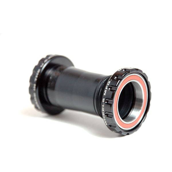 Wheels Manufacturing BSA 30 bottom bracket with serviceable angular contact bearings for bicycle components.