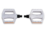Trek Kids Dialed Pedal Set in white for kids' bikes, featuring durable 1/2 inch (13 mm) components and sturdy construction.