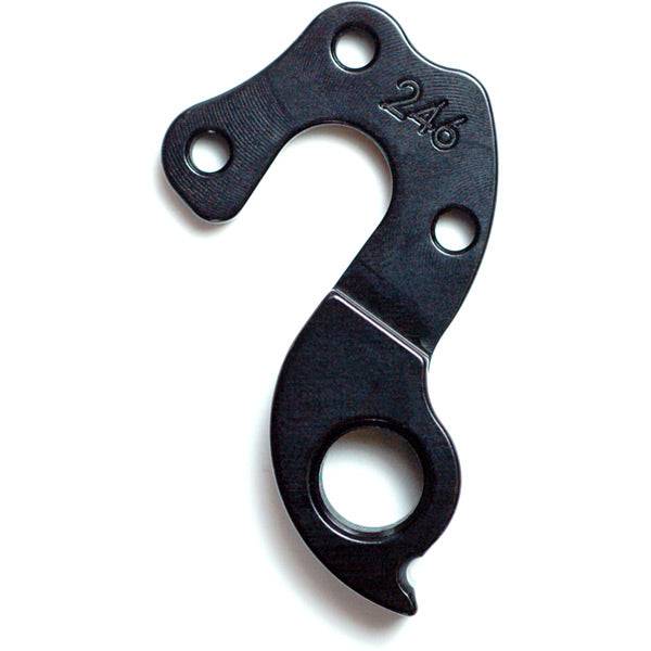 Wheels Manufacturing CNC machined derailleur hanger dropout replacement for bicycle components, black metal with precise machining details.