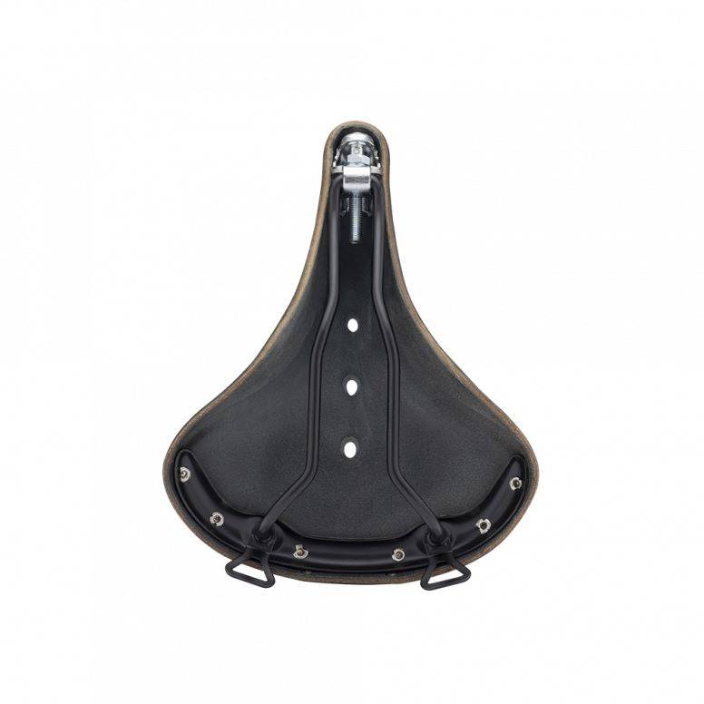 Brooks B68 leather city bike saddle with rear bag loops, designed for comfort and classic cycling style.